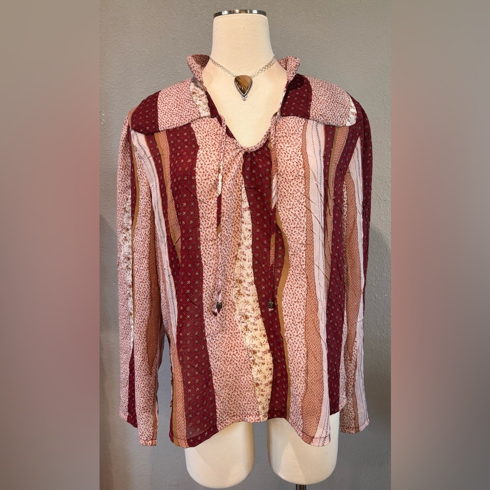 Last chance! White Stag Red and Brown Striped Blouse